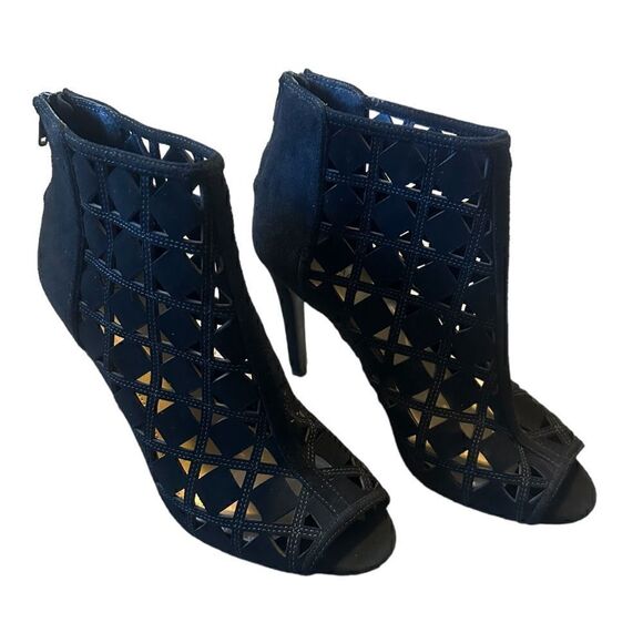 Michael Kors Ivy Laser-Cut Open-Toe Black Bootie Size 7.5 - Picture 7 of 12